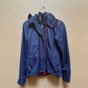 Superdry Dark Blue Jacket with Red Logo